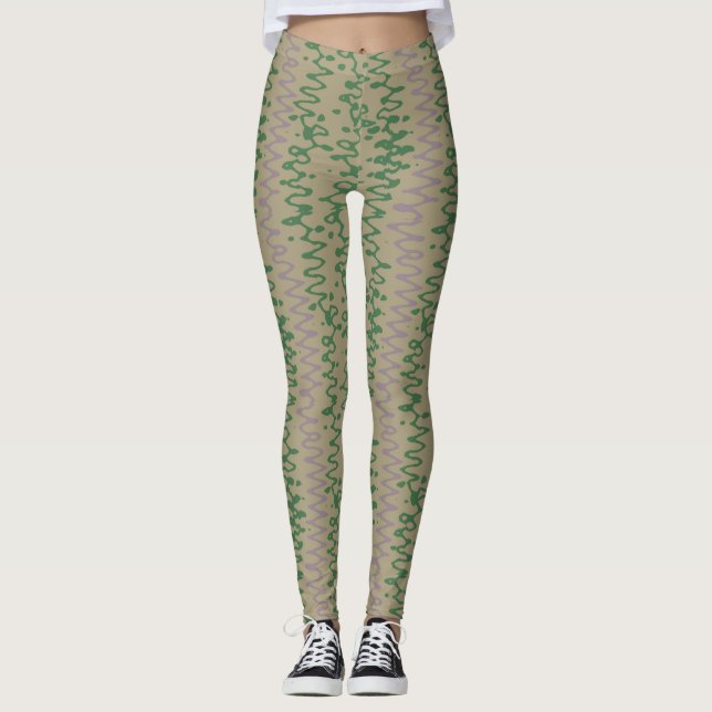 Legging green tones geometric pattern with triangles (Frente)