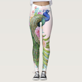 Legging Green Watercolor Peacock Beauty – Elegant Artistic