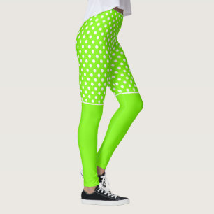 Legging green, white and green polka dots 