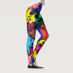 Legging Grelha Colorida abstrato /