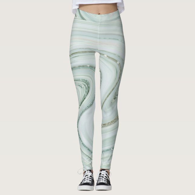 Legging Grelha de Sparkle Elegante de Glitter de Prata de  (Frente)
