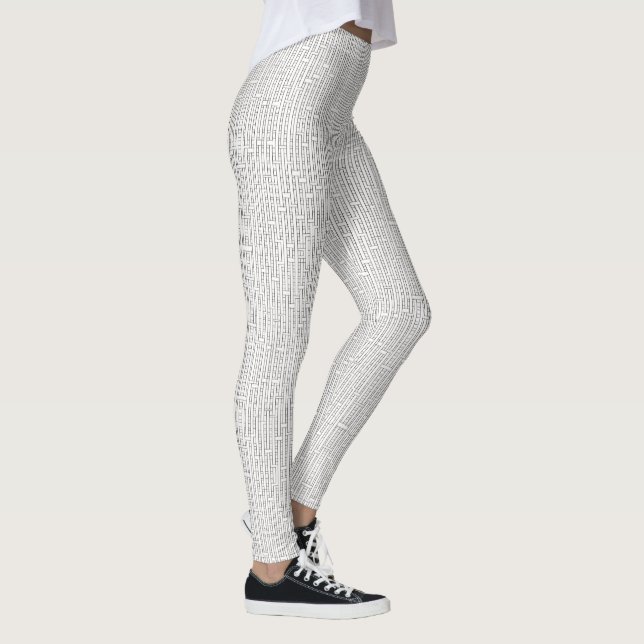 Legging Grelha industrial - Preto e Branco Moderno Geométr (Direita)