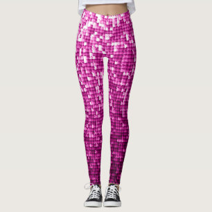 Legging Grelha-rosa, prata, sequências pretas