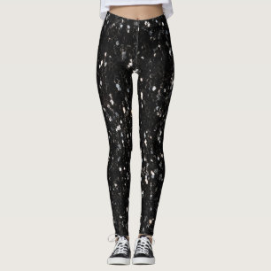 Legging Grelhas brilhantes brancas e pretas