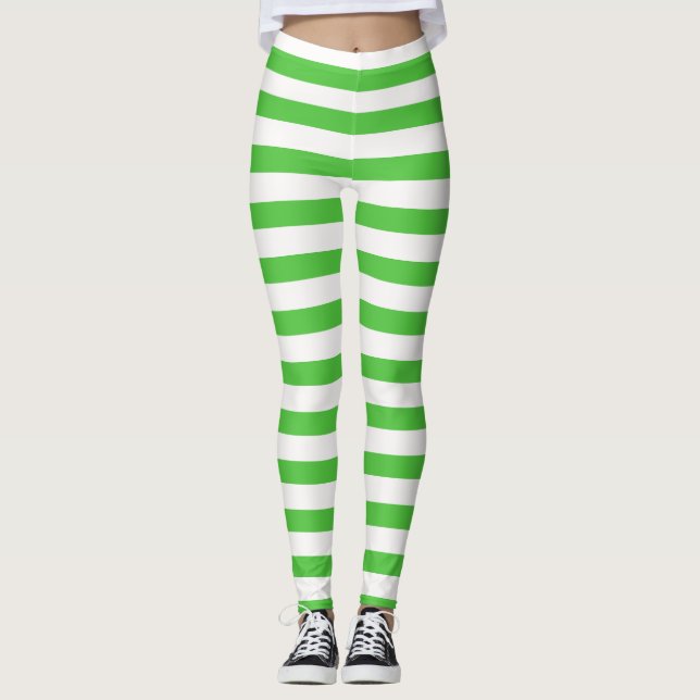 Legging Greve de Halloween de Morango Verde e Branco (Frente)