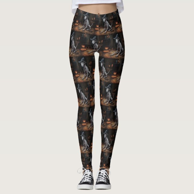 Legging Greyhound Pumpkins Halloween Assustado (Frente)