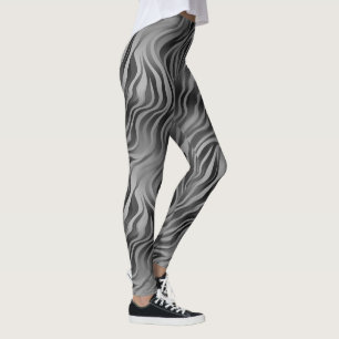 Legging Greyscale Abstract Swirly Stripe