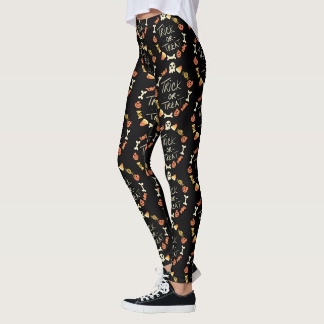 Legging Grinalda de Desenho Fofo de Doces de Halloween (Esquerda)