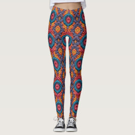 Legging Grooves Vibes Crochet Bright Cores Vibrantes Boho