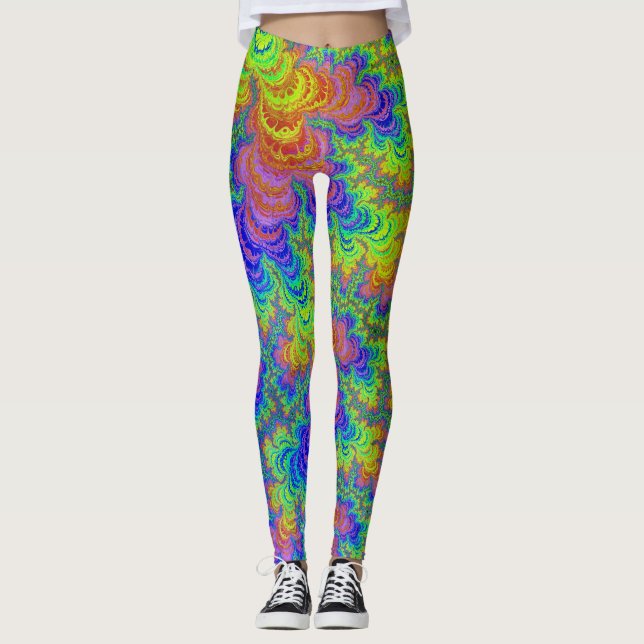Legging Groovous Colorful Boho Hippie Trippy Rainbow Fract (Frente)