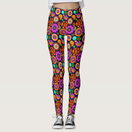 Legging Groovy 1960's Inspirated Flowers and Medallions