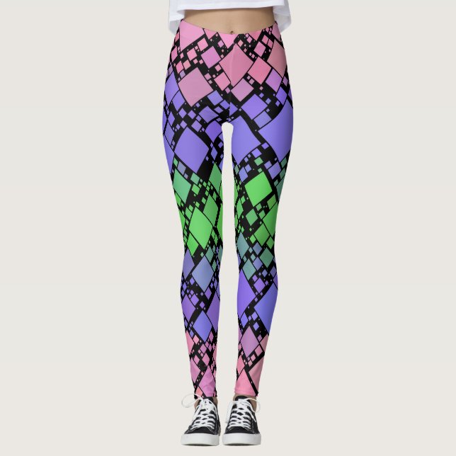 Legging Groovy Boho Retro Mod Geométrico Orgulho Trigênero (Frente)