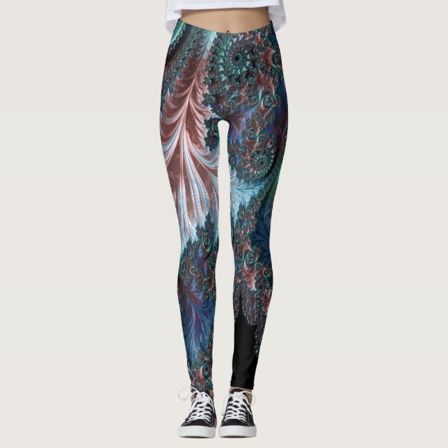 Legging Groovy Colorful Boho Hippie Mandelbrot Fractal Art (Frente)