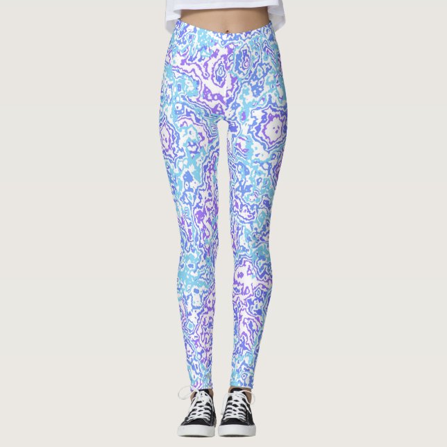 Legging Groovy Jewel Tone Retro Boho Trippy Hippie Marble (Frente)