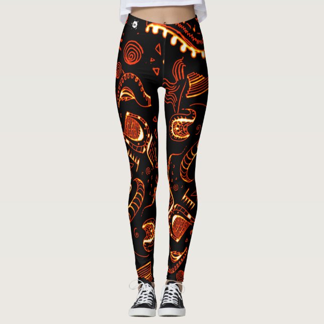 Legging Groovy Orange Black (Frente)