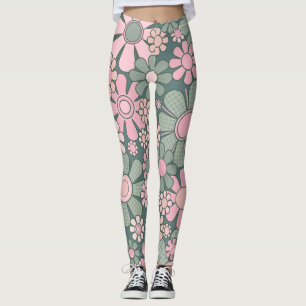 Legging Groovy Retro 60s Flores de Hippie Vintage Cheerful