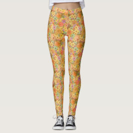 Legging Groovy Retro Summertime Protea E Padrão De Margari