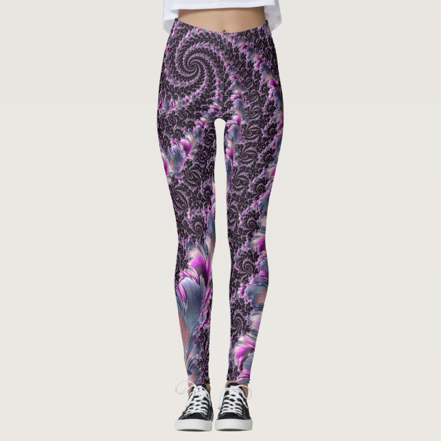 Legging Groovy Trippy Funky Psychedelic Spiral Arte Fracta (Frente)
