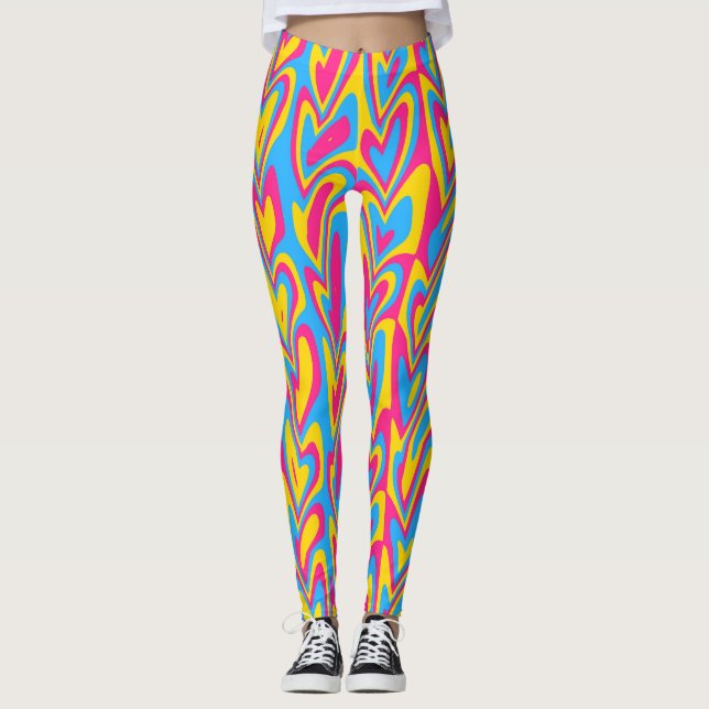 Legging Groovy Trippy Squiggly Quirky Pansexual Pride (Frente)