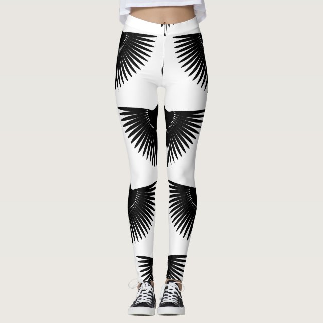 Legging Grua Graciosa: Padrão de Pássaro Oriental (Frente)