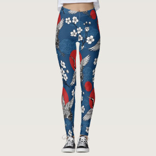 Legging Grua Japonesa Tradicional e Padrão Zen de Sakura