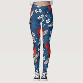Legging Grua Japonesa Tradicional e Padrão Zen de Sakura