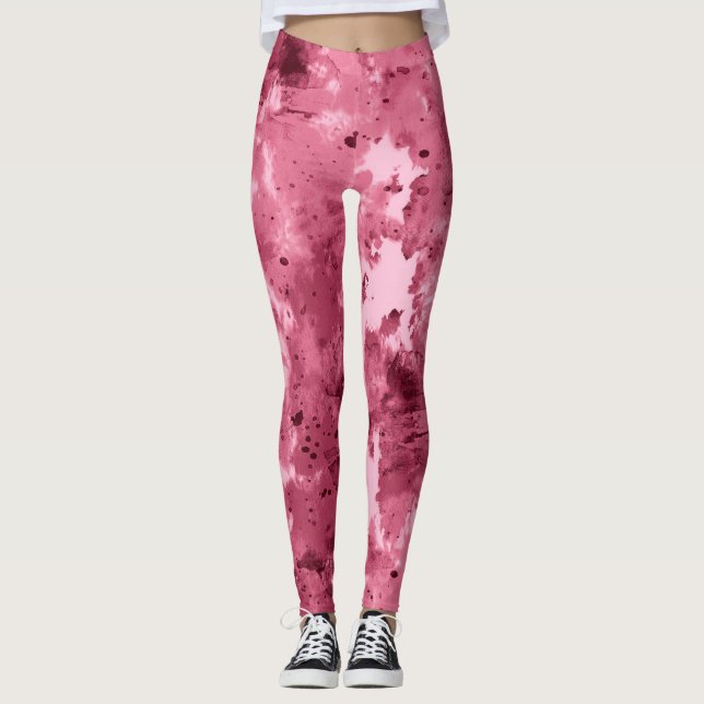 Legging Grunge abstrato de aquarela: padrão de camuflagem. (Frente)