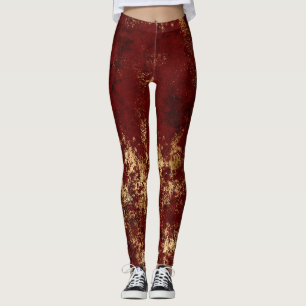 Legging Grunge Dourado Carmesim Antigo
