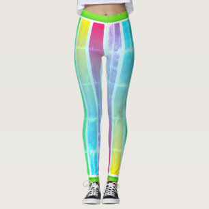 Legging Grunge Espessas Faixa Vertical Multicolada