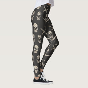 Legging Grunge Pirate Skulls Padrão