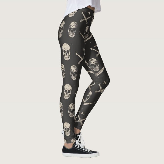 Legging Grunge Pirate Skulls Padrão (Direita)