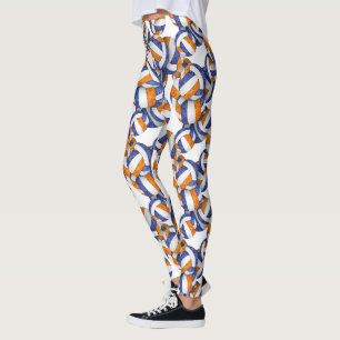 Legging grupo laranja azul colorido vulleybolas padrão
