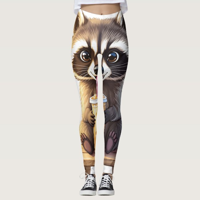 Legging Guaxinim Bebendo Café Gelado (Frente)