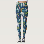 Legging Guia de Criptozoologia de Criptids de Cartoons em<br><div class="desc">Conheça seus Cryptids com essas leggings divertidas. Eles apresentam ilustrações de desenho animado de criaturas criptografadas em cores divertidas sortidas, definidas em um fundo azul marinho. Há um Yeti, Wendigo, Jackalope, o Monstro do Lago Loch Ness, o Monstro do Lago Flathead, um Squonk, o Black Shuck, o Diabo de Jersey...</div>