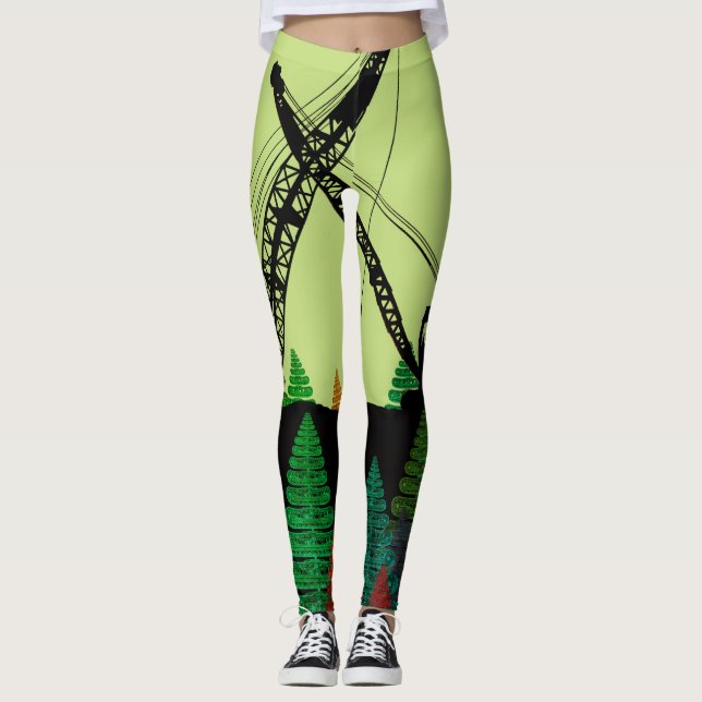 Legging Guindaste de esteira rolante da arte da fantasia (Frente)