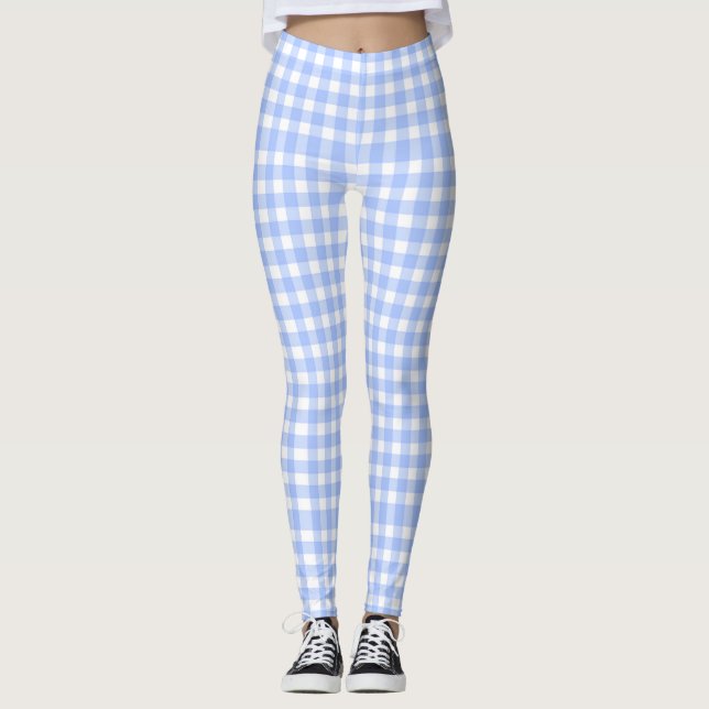 Legging guingão azul - caneleiras (Frente)