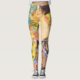 Legging Gustav Klimt Lady with Fan vintage art nouveau