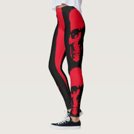 Legging Halloween Assustador Vermelho e Negro