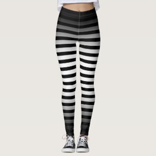 Legging Halloween Black and white vertical stripes ombre