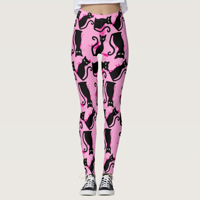 Legging halloween black cat witch pink (Frente)