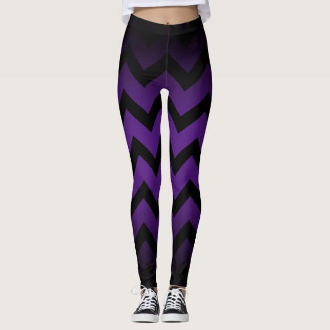 Legging Halloween Black chevron stripes ombre roxa (Frente)
