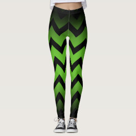 Legging Halloween Black chevron strips lines ombre green