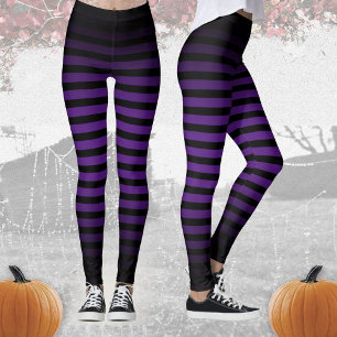 Legging Halloween Black horizontal stripes púrpura ombre