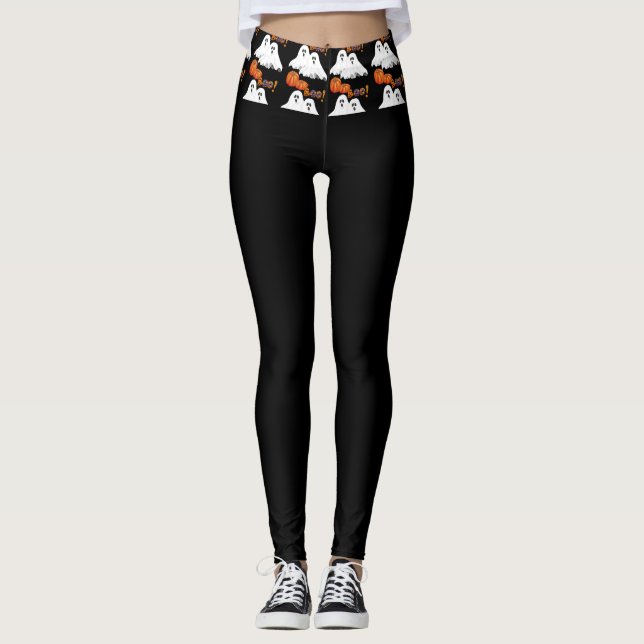 Legging Halloween BOO / Holiday Ghosts Black (Frente)