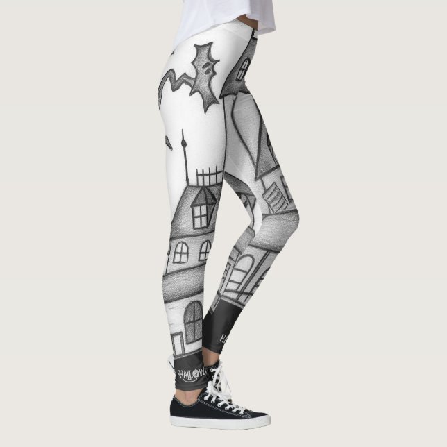 Legging Halloween, Casa Assombrada e Morcegos (Direita)