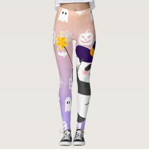 Legging Halloween Cute Baby Panda Witic Wand