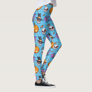 Legging Halloween de Cartoon Legal assustador (ciano)