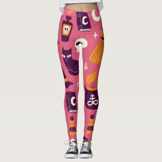 Legging Halloween desenhado à mão, padrão desajeitado.