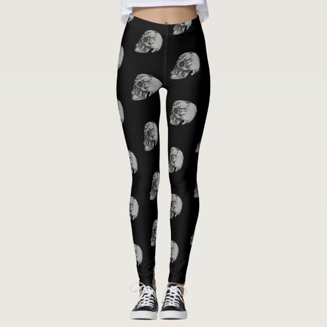 Legging Halloween do crânio e dos ossos (Frente)