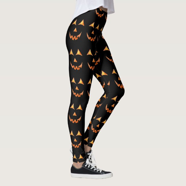 Legging Halloween Jack O'lantern Pumpkin Face Graphic (Direita)